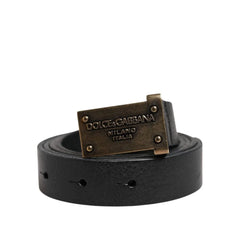 Dolce & Gabbana Black Leather Regular Belt - 95 cm / 38 Inches
