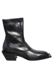 Dolce & Gabbana Svarta Läder Mid-Calf Boots med Glans - EU42/US9