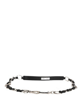 Dolce & Gabbana Black Leather Silver Chain Bag Accessory Shoulder Strap