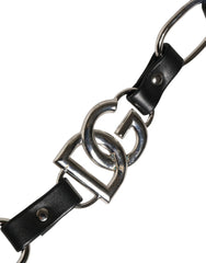 Dolce & Gabbana Black Leather Silver Chain Bag Accessory Shoulder Strap