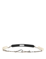 Dolce & Gabbana Black Leather Silver Chain Bag Accessory Shoulder Strap