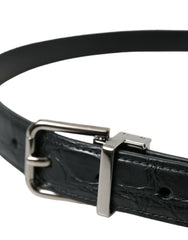 Dolce & Gabbana Black Leather Silver Metal Buckle Belt - 95 cm / 38 Inches - Belts