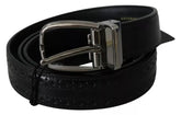 Dolce & Gabbana Black Leather Silver Metal Buckle Classic Belt - 95 cm / 38 Inches - Belts