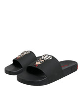 Dolce & Gabbana Black Leather Slides Sandals Beachwear Shoes - Sandals