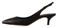 Dolce & Gabbana Black Leather Slingbacks Heels Pumps Shoes - Heels