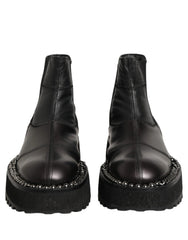 Dolce & Gabbana Black Leather Slip On Chelsea Boots Shoes - EU39/US6