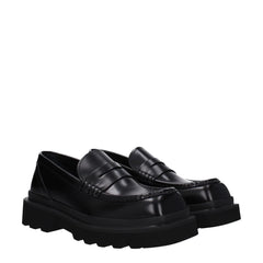 Dolce & Gabbana Black Leather Slip-On Loafers - EU39.5/US6.5 - Flats