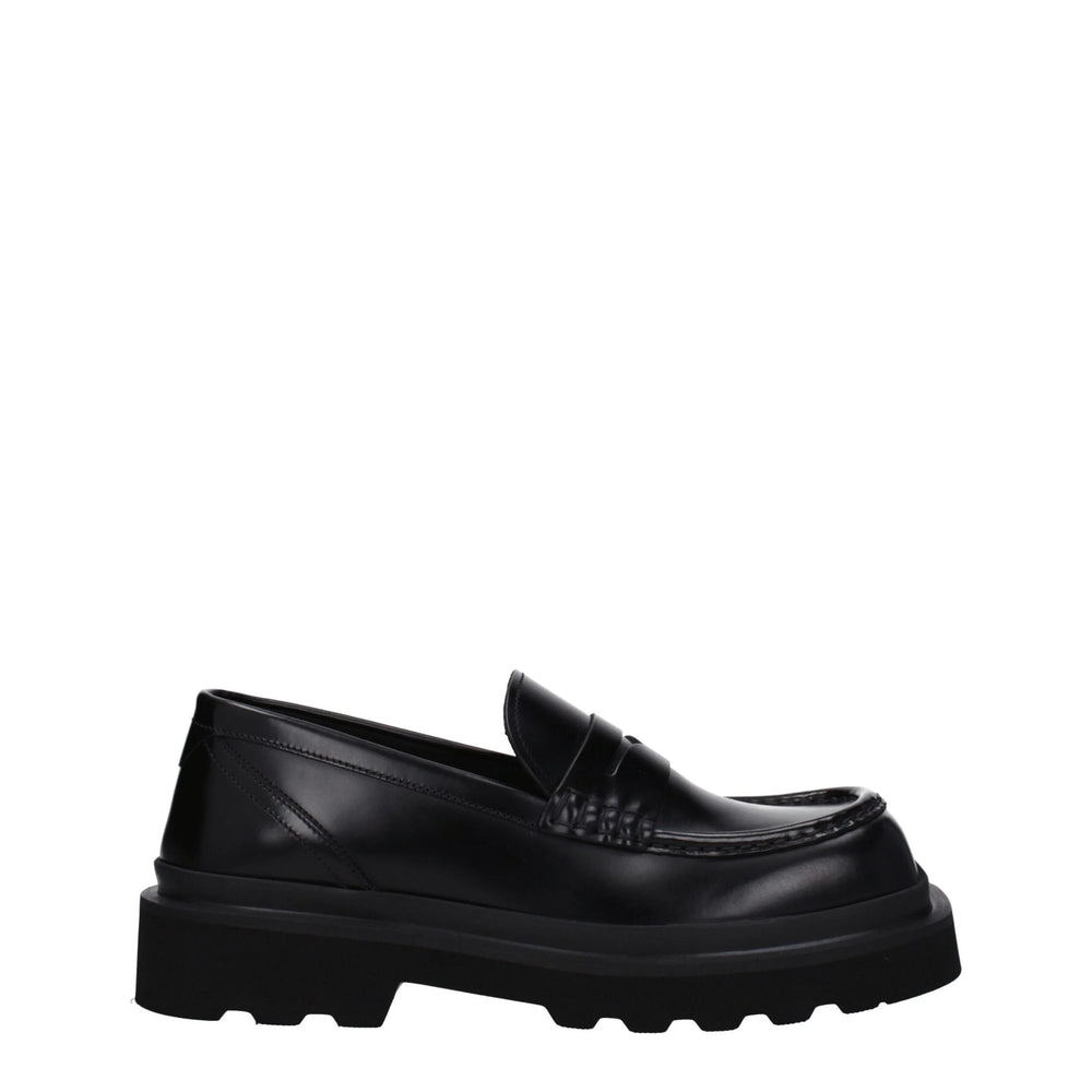 Dolce & Gabbana Black Leather Slip-On Loafers - EU39.5/US6.5 - Flats