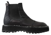 Dolce & Gabbana Black Leather Slip on Stretch Boots - EU45/US12 - Boots