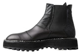 Dolce & Gabbana Black Leather Slip on Stretch Boots - EU45/US12