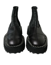 Dolce & Gabbana Black Leather Slip On Stretch Chelsea Boots Shoes - EU39/US6