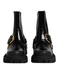 Dolce & Gabbana Black Leather Slip On Stretch Trekking Boots Shoes - EU37.5/US7 - Boots