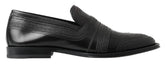 Dolce & Gabbana Black Leather Slipper Loafers Stitched Shoes - Flats