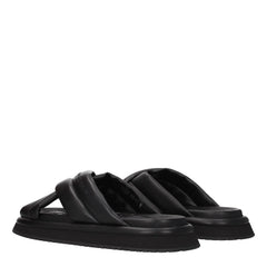 Dolce & Gabbana Black Leather Slippers Sandals