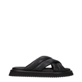 Dolce & Gabbana Black Leather Slippers Sandals