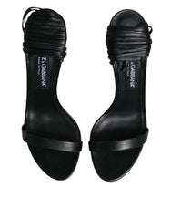 Dolce & Gabbana Black Leather Stiletto Heels Sandals Shoes - EU37/US6.5 - Sandals