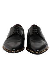 Dolce & Gabbana Black Leather Studded Derby Men Dress Shoes - EU46/US13