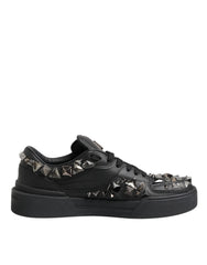 Dolce & Gabbana Black Leather Studded Low Top Sneakers Shoes - EU41/US8 - Sneakers