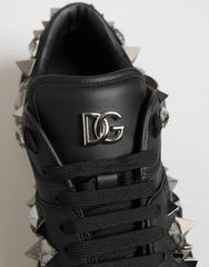 Dolce & Gabbana Black Leather Studded Low Top Sneakers Shoes - EU41/US8