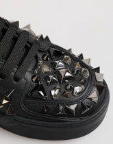 Dolce & Gabbana Black Leather Studded Low Top Sneakers Shoes - EU41/US8