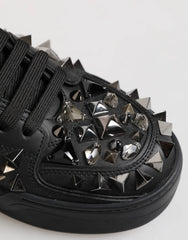 Dolce & Gabbana Black Leather Studded Low Top Sneakers Shoes - EU41/US8