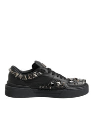 Dolce & Gabbana Black Leather Studded Low Top Sneakers Shoes - EU41/US8