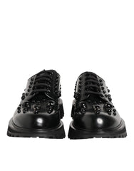 Dolce & Gabbana Black Leather Studded Men Formal Derby Shoes - EU44/US11