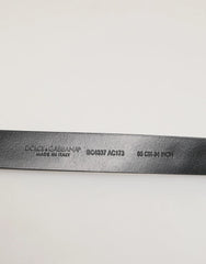 Dolce & Gabbana Black Leather Studded Silver-Tone Buckle Belt - Belts