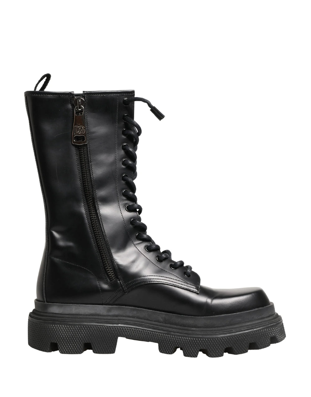 Dolce & Gabbana Black Leather Trek Sole Combat Boots Shoes - EU44/US11