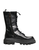 Dolce & Gabbana Black Leather Trek Sole Combat Boots Shoes - EU44/US11