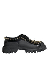 Dolce & Gabbana Black Leather Trekking Derby Embellished Shoes - EU35.5/US5 - Shoes