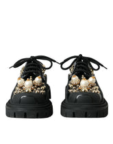 Dolce & Gabbana Svart Läder Vandring Derby Skor Med Detaljer - EU35.5/US5
