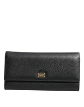 Dolce & Gabbana Black Leather Trifold Logo Plaque Card Holder Wallet - Wallets