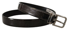 Dolce & Gabbana Black Leather Vernice Metal Buckle Belt - 90 cm / 36 Inches - Belts