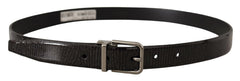 Dolce & Gabbana Black Leather Vernice Metal Buckle Belt - 90 cm / 36 Inches - Belts