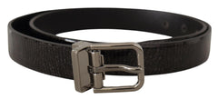 Dolce & Gabbana Black Leather Vernice Metal Buckle Belt - 90 cm / 36 Inches - Belts