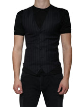 Dolce & Gabbana Black Leather Waistcoat Dress Formal Vest - IT44 | XS - Vests