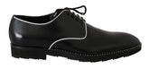 Dolce & Gabbana Black Leather White Line Dress Derby Shoes - EU39/US6 - Shoes