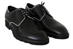 Dolce & Gabbana Black Leather White Line Dress Derby Shoes - EU39/US6 - Shoes