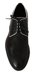 Dolce & Gabbana Black Leather White Line Dress Derby Shoes - EU39/US6 - Shoes