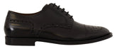 Dolce & Gabbana Black Leather Wingtip Mens Formal Derby Shoes - EU39/US6