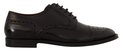 Dolce & Gabbana Black Leather Wingtip Mens Formal Derby Shoes - EU39/US6 - Shoes