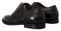 Dolce & Gabbana Black Leather Wingtip Mens Formal Derby Shoes - EU39/US6 - Shoes