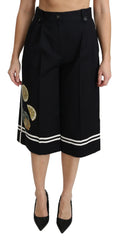 Dolce & Gabbana Black Lemon Embellished Palazzo Cropped Pants - IT40|S - Trousers