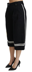 Dolce & Gabbana Black Lemon Embellished Palazzo Cropped Pants - IT40|S - Trousers