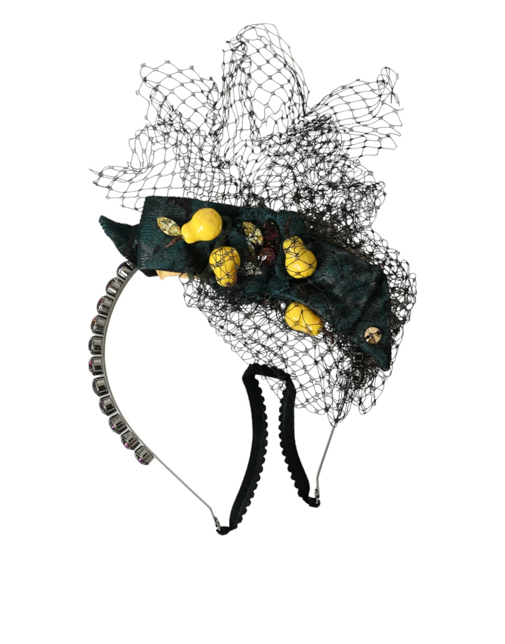 Dolce & Gabbana Black Lemons Sicily Purple Crystal Net Headband Diadem - Headbands