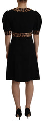 Dolce & Gabbana Black Leopard A-line Knee Length Dress - IT38|XS - Dresses