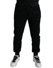 Dolce & Gabbana Black Leopard Cotton Slim Fit Jogger Pants - IT50 | L - Joggers