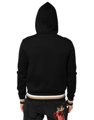 Dolce & Gabbana Black Leopard Logo Hooded Sweatshirt Sweater - IT46 | S - Hoodies