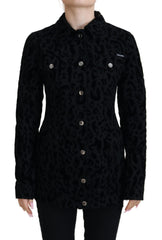 Dolce & Gabbana Black Leopard Long Sleeve Denim Cotton Jacket - IT40|S - Trucker Jackets